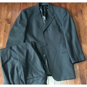 Vtg Hugo Boss Einstein Omega Suit 40R 32x30 Black Textured Wool Suit Pleated